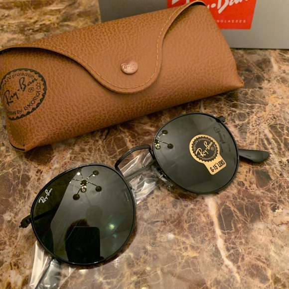 Ray Ban Sunglasses Black Round Metal RB3447  NEW - Picture 2 of 6